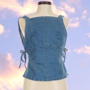 Free People Not My Fault Denim Corset Top